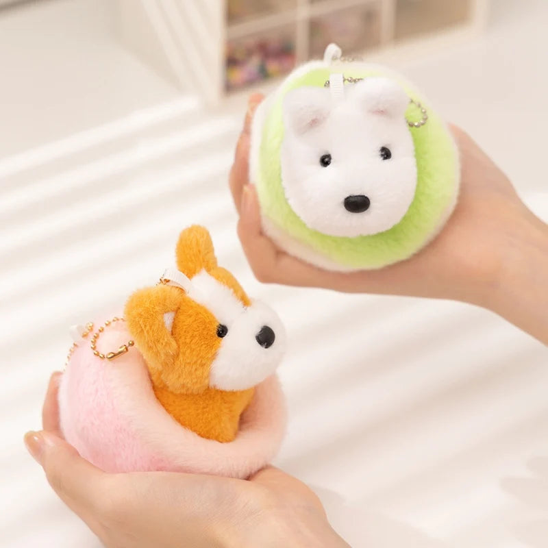 Cute Dog Pendant 10CM Love Dog Nest Series Plush Pendant Schnauzer,Corgi Dog,Teddy Dog Keychain Stuffed Animal Puppy Kid Gift