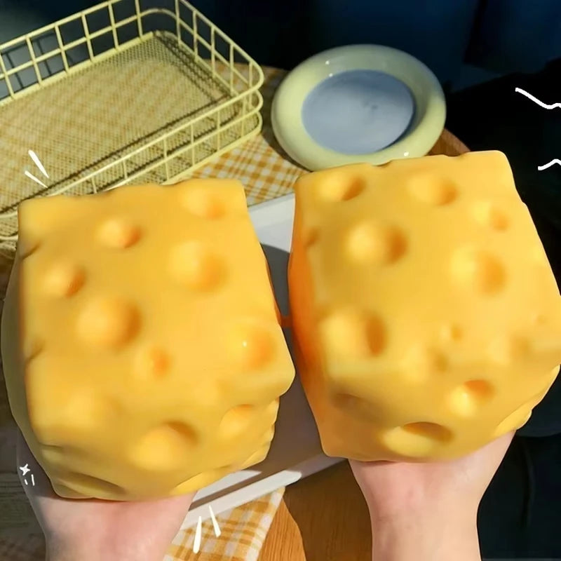 Giant Cheese Squeeze Toy Extra Large Size Cheese Squishy Fidget Toys Slow Rebound Shapeable Venting Ball for Adults Gifts