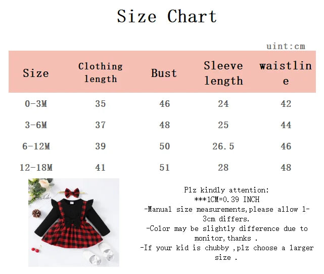 Newborn Baby Girl Dress With Small Fly Sleeve Checkered Dress and Bow Headband 0-  18Months old Baby Spring And autumn Dress
