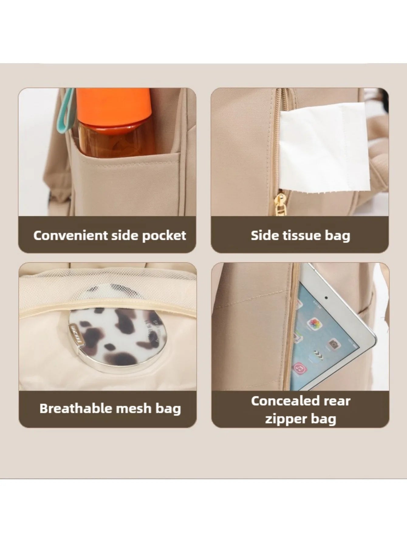 Fashion High Quality Backpack Double Shoulder Mommy Bag Large Capacity Travel Bag for Mother and Baby