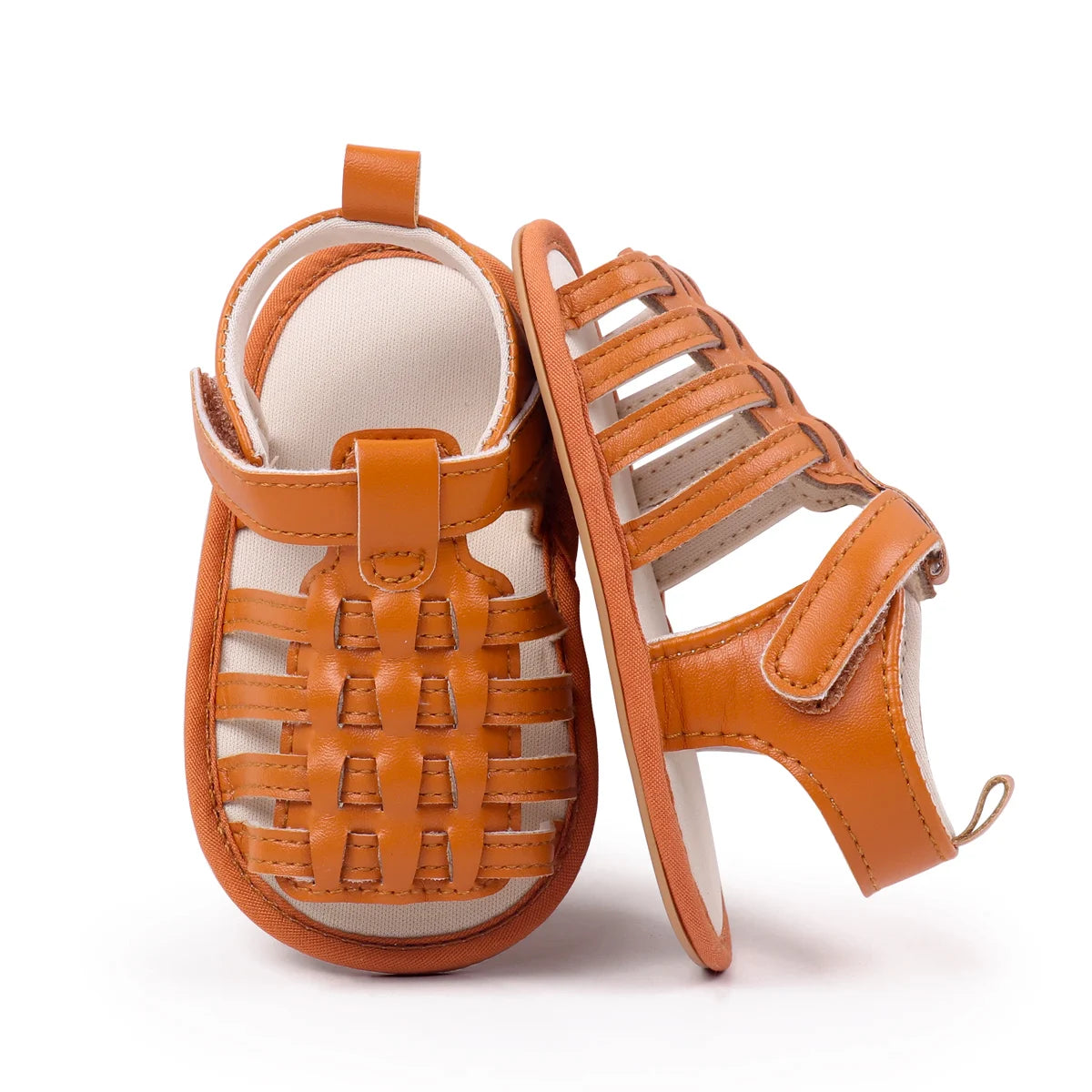 New Baby Sandals For 0-2 Years Old Boys And Girls Leather Surface And Rubber Sole Anti-slip Shoes Baby Indoor Walking Shoes