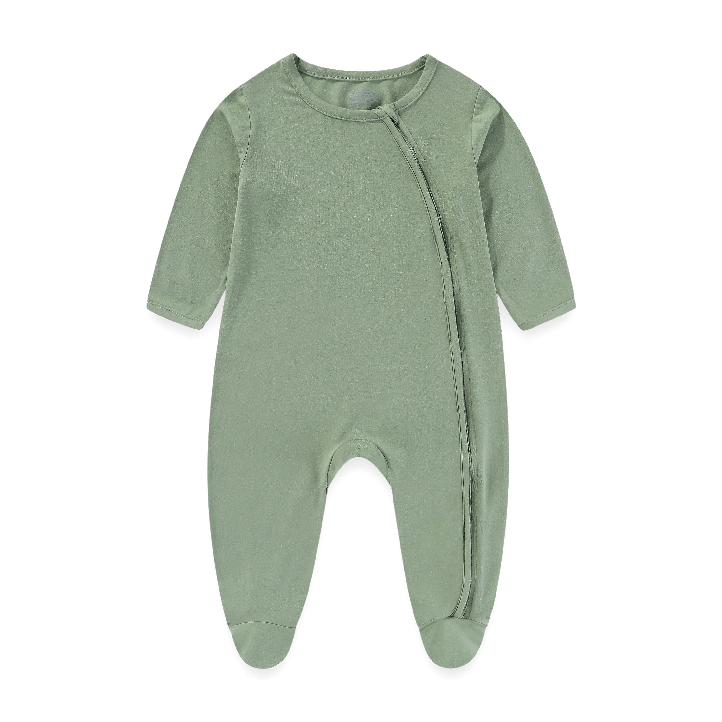 Four Seasons Baby Footed Jumpsuit Unisex Solid Color Zipper Romper For Newborns Soft Clothes FS01