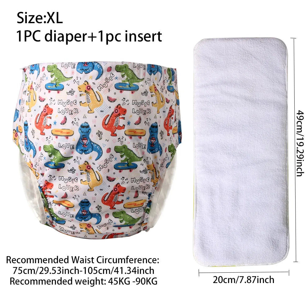 Ice Silk Adult Cloth Diaper Pants Waterproof Reusable Diapers Nappy Pads Anti Leak Breathable