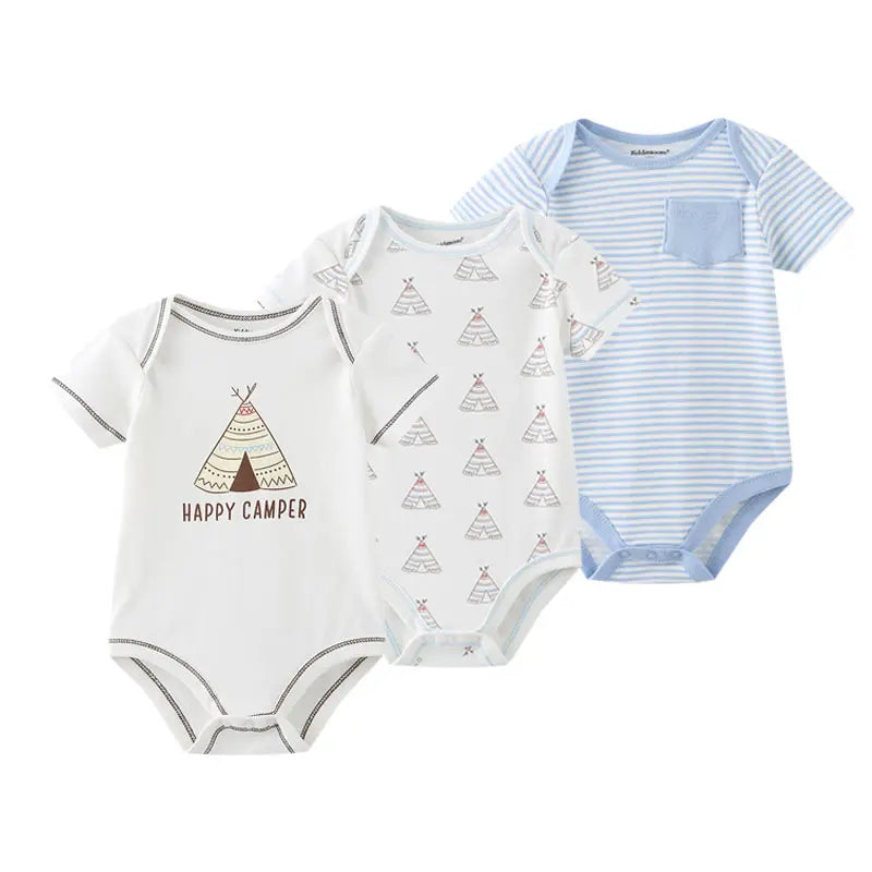 3 Pcs /Lot Summer Cartoon Newborn Unisex Baby Boy Girl Bodysuits Soft Baby Onesies 100%cotton Baby Clothes