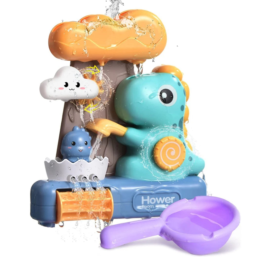 Baby Bath Toys for Kids Cartoon Dinosaur Suction Cup Dinosaur Bath Toys for Toddlers Animal Sprinkler Waterwheel Water Spray Toy