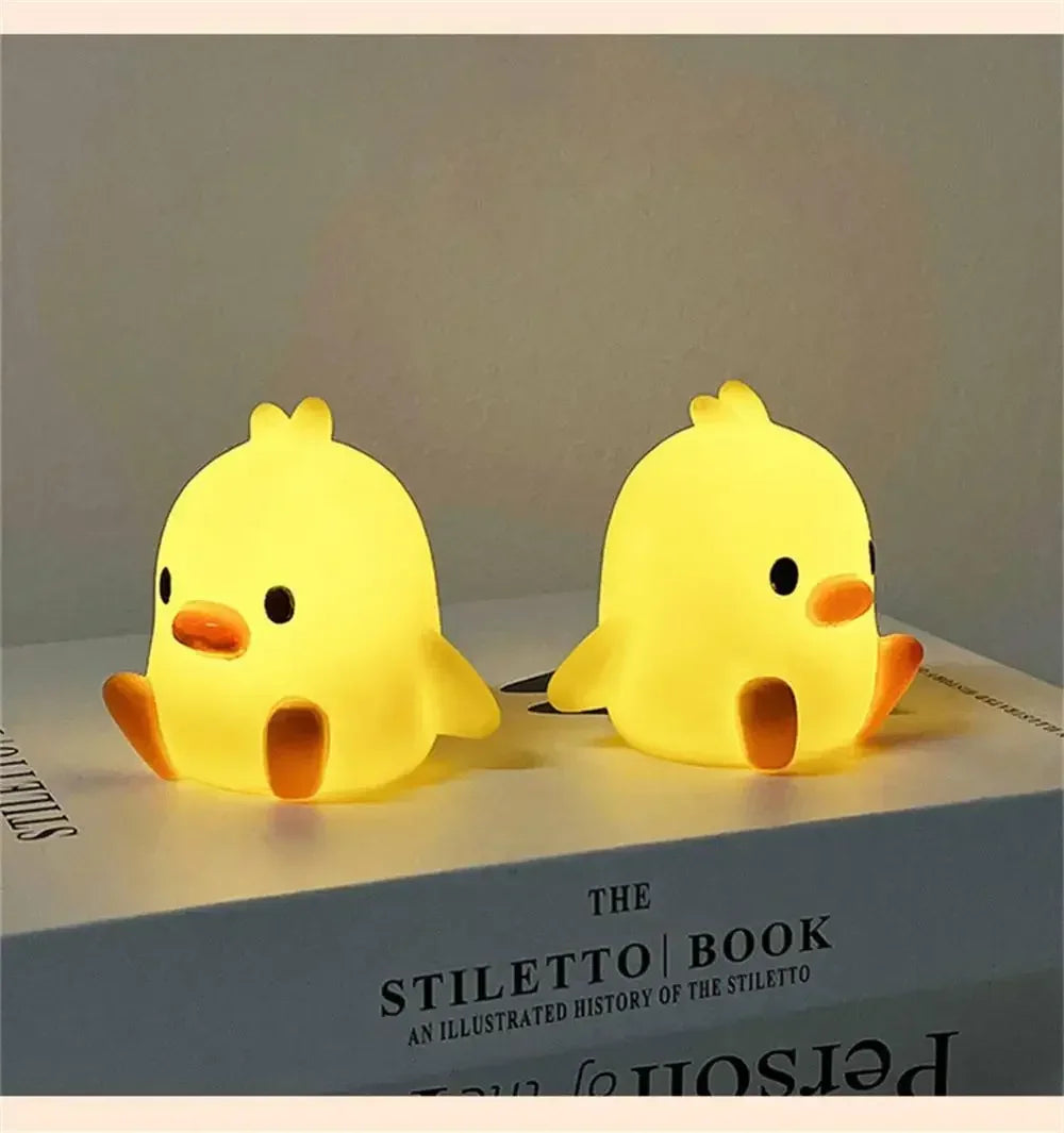 Cartoon Little Yellow Duck Night Light Built-in Battery Night Light No Harm Eyes Children Sleeping Lamp Bedroom Decor Light