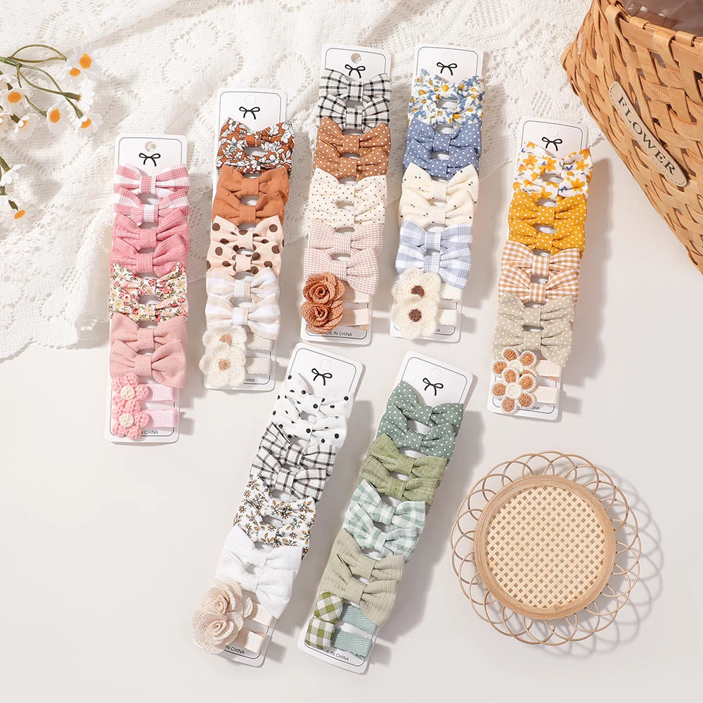 BABY BOWS 20Pcs/set Handmade Fabric Printed Barrette Boutique Mini Boutique Bangs Bow Hair Clip Ins Daisy Hairgripes