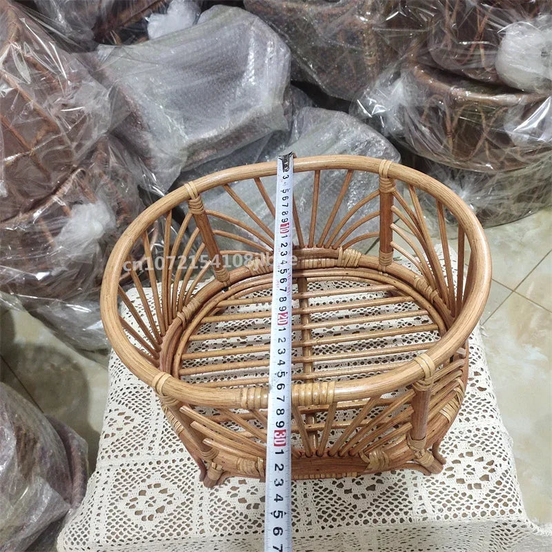 Retro Rattan Basket Chair Newborn Photography Props Infant Posing Bed Baby Photo Shooting Background Accessories Supplies