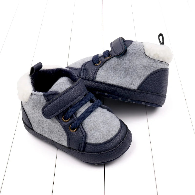 2025 Year New High-Top Trendy Fuzzy Shoes With Soft Rubber Sole Baby Shoes Baby Size Shoes Toddler Shoes Casual Walking Shoes
