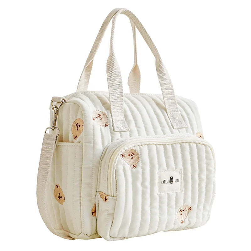 New Mommy Bag Portable Large Capacity Diaper Bag Embroidered Bear Cute Leisure Storage Bag