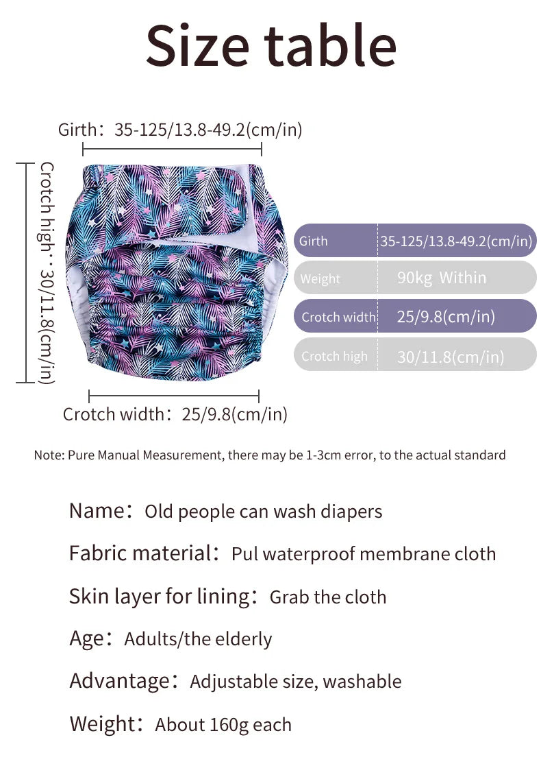 BIAI 2pcs Adult Cloth Diapers Reusable Incontinence in Adult Cloth Nappies Washable Diaper Pants for Adults Teenage