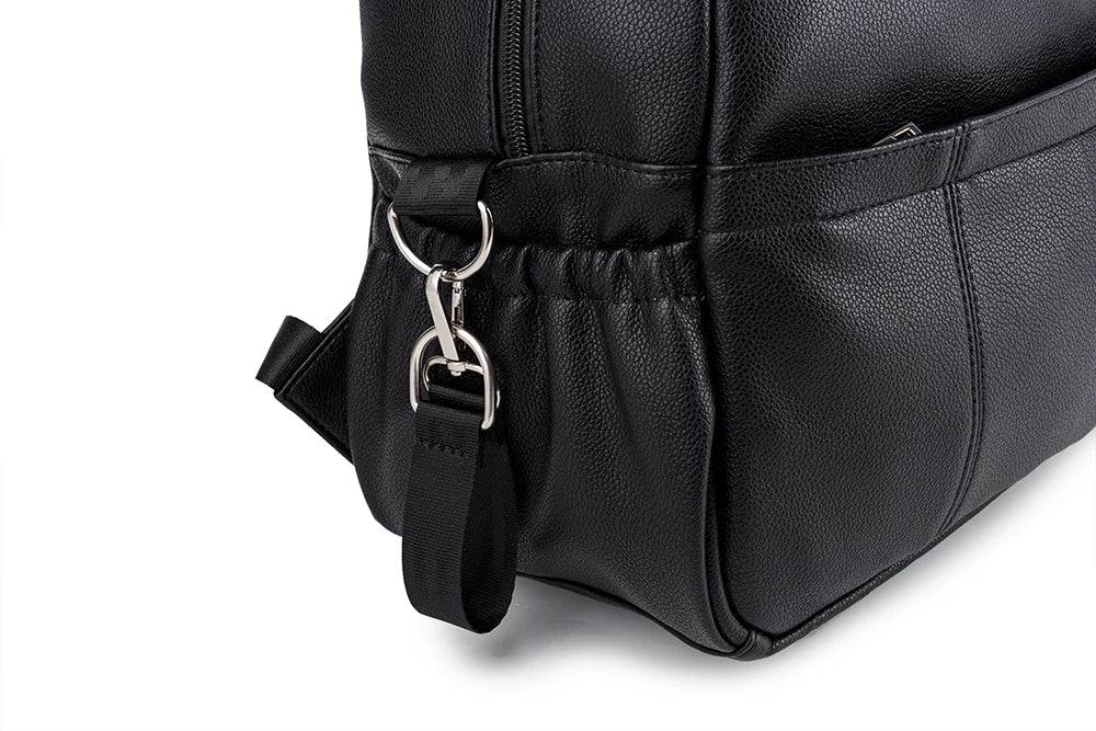 New Fashion PU Black Diaper Backpack for Baby Large Capacity Waterproof Pockets Diaper Bag for Mother Travel Stroller Bag