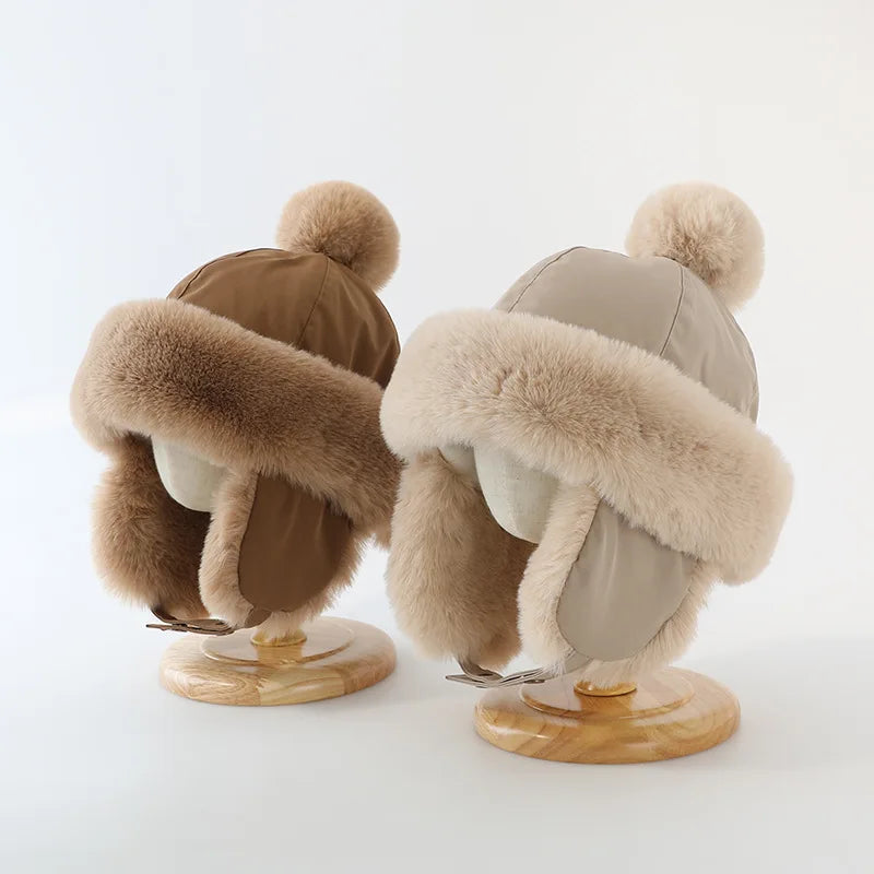 Baby Hat Autumn Winter Windproof Warm Hat Children's Ear Protection Pullover Hat Boys Girls Thickened Plush Lei Feng Hat