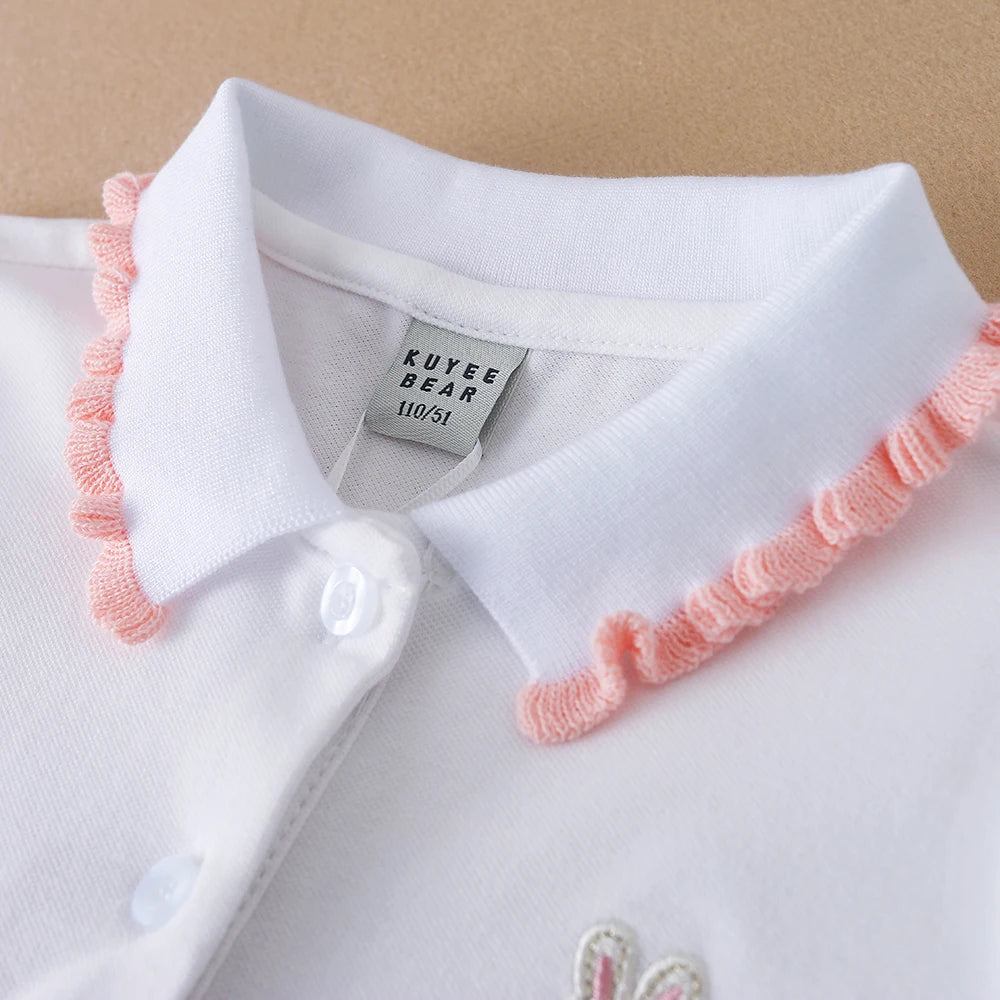 3-12 Age Girls Polo Summer Children Short Sleeve T-shirts 2024 New Kids Turn Down Collar Clothing Baby Cotton Tops