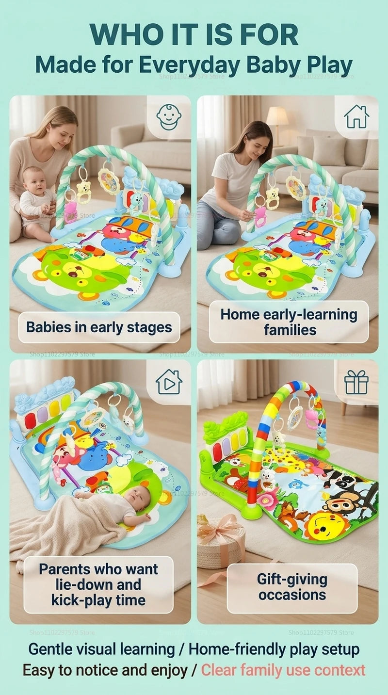 Baby Play Gym Piano Mat Newborns Toddlers 0-36 Months Crawling Musical Activity Toys Early Education Infant Sensory Development
