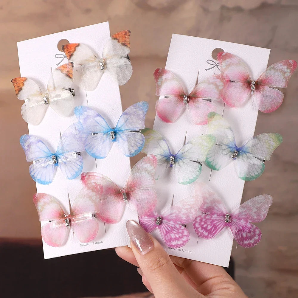 6Pcs/set Sweet Butterfly Hairpins for Girls Do Not Hurt Hair Super Nice Boutique Hairclips Womens Fashion Hair Accessories