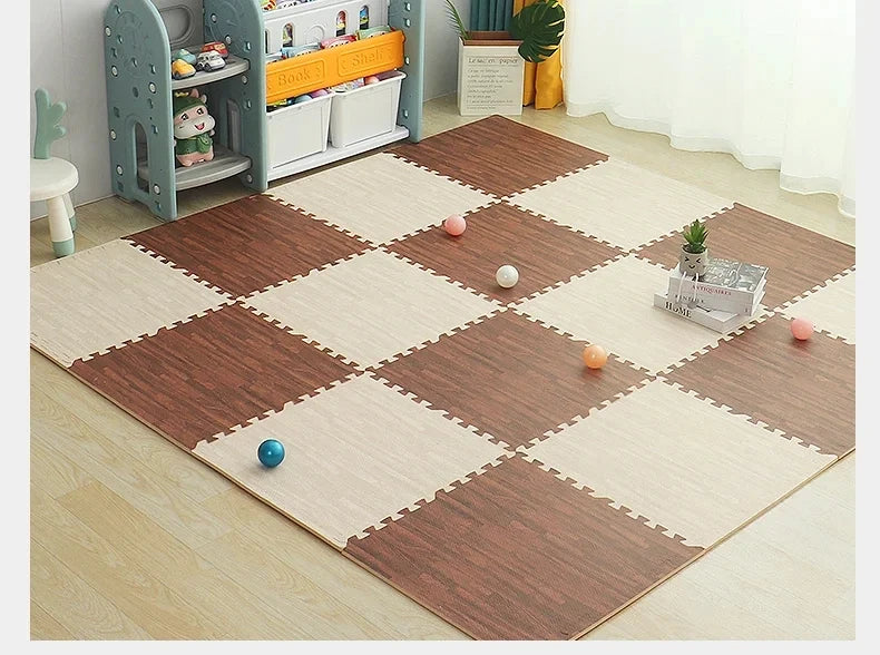 Wood Grain Puzzle Mat 30x30x1cm Interlocking EVA Foam Floor Mats For Play Areas 4/8/16/20 Pack