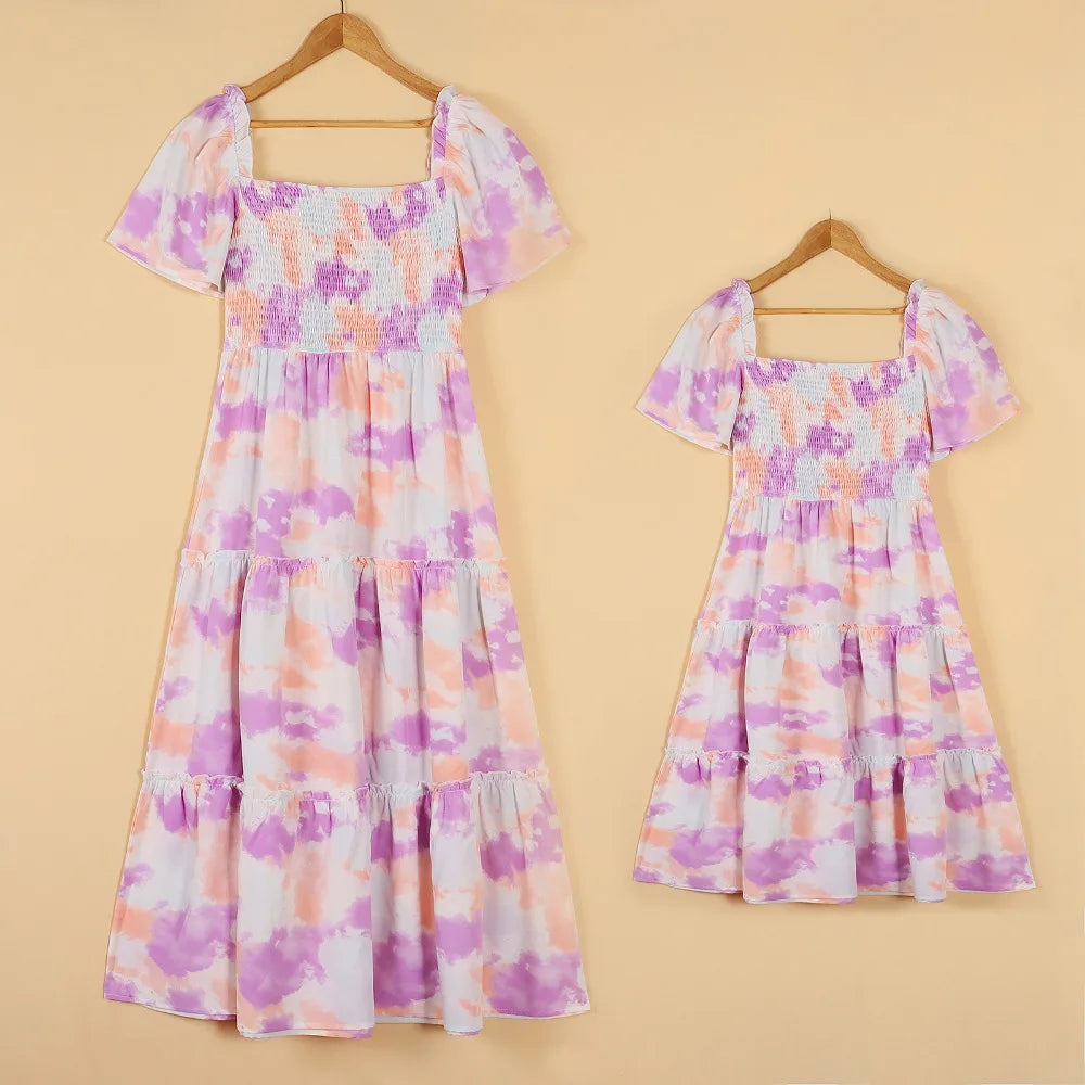 Summer Long Dress Robe Femme Casual Family Matching Outfits Boho Children's Clothing Beach Mother Daughter Dress Vestidos