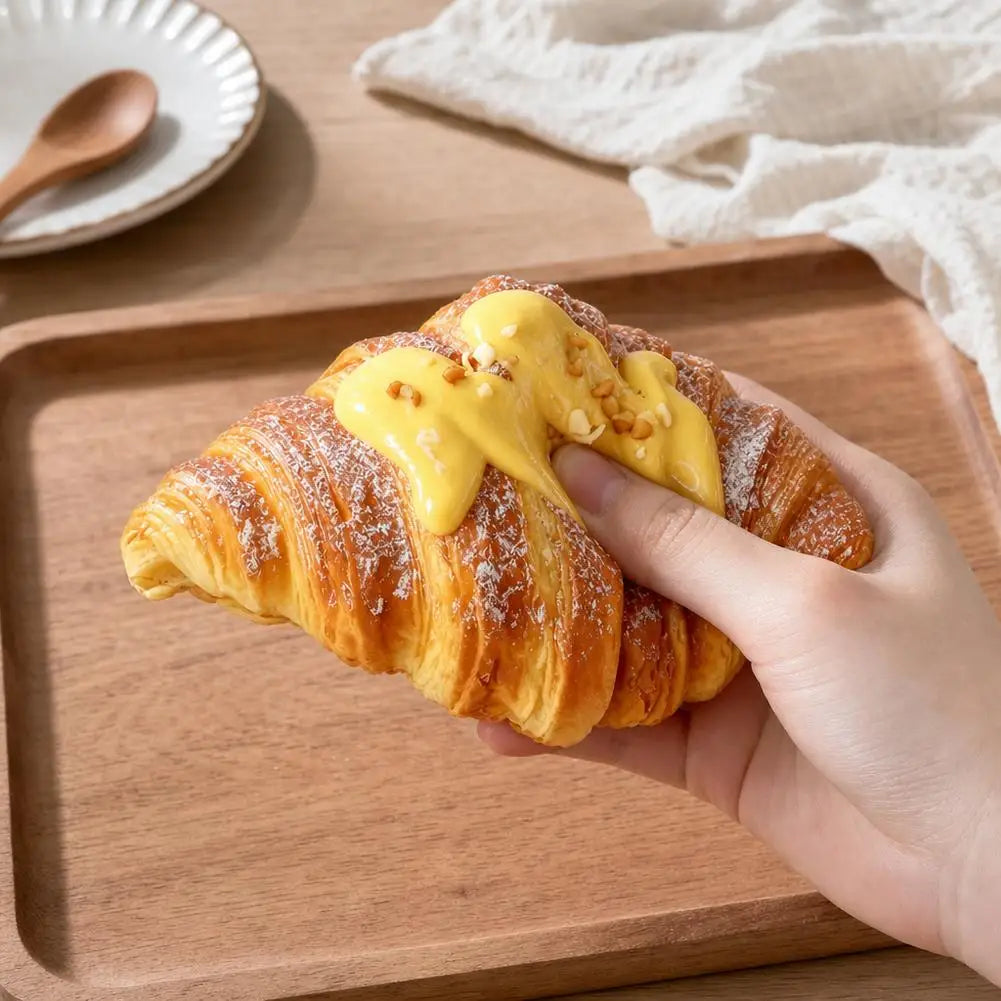 Realistic Croissant Squishy Slow Rising Toy Soft Simulation Food Bread Stress Relief Squeeze Toy Photo Props