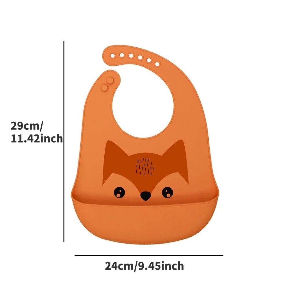 New Hot Soft Silicone Baby Feeding Bibs Waterproof BPA Free Antibacterial Adjustable Toddler Kids Large Pocket Bib Easy Clean
