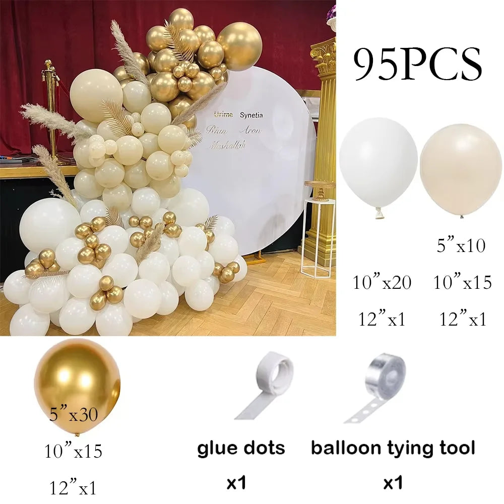 Balloon Arch Kit Nude White Sand With Gold Balloons For Birthday Party Baby Shower Wedding Graduation Decoration