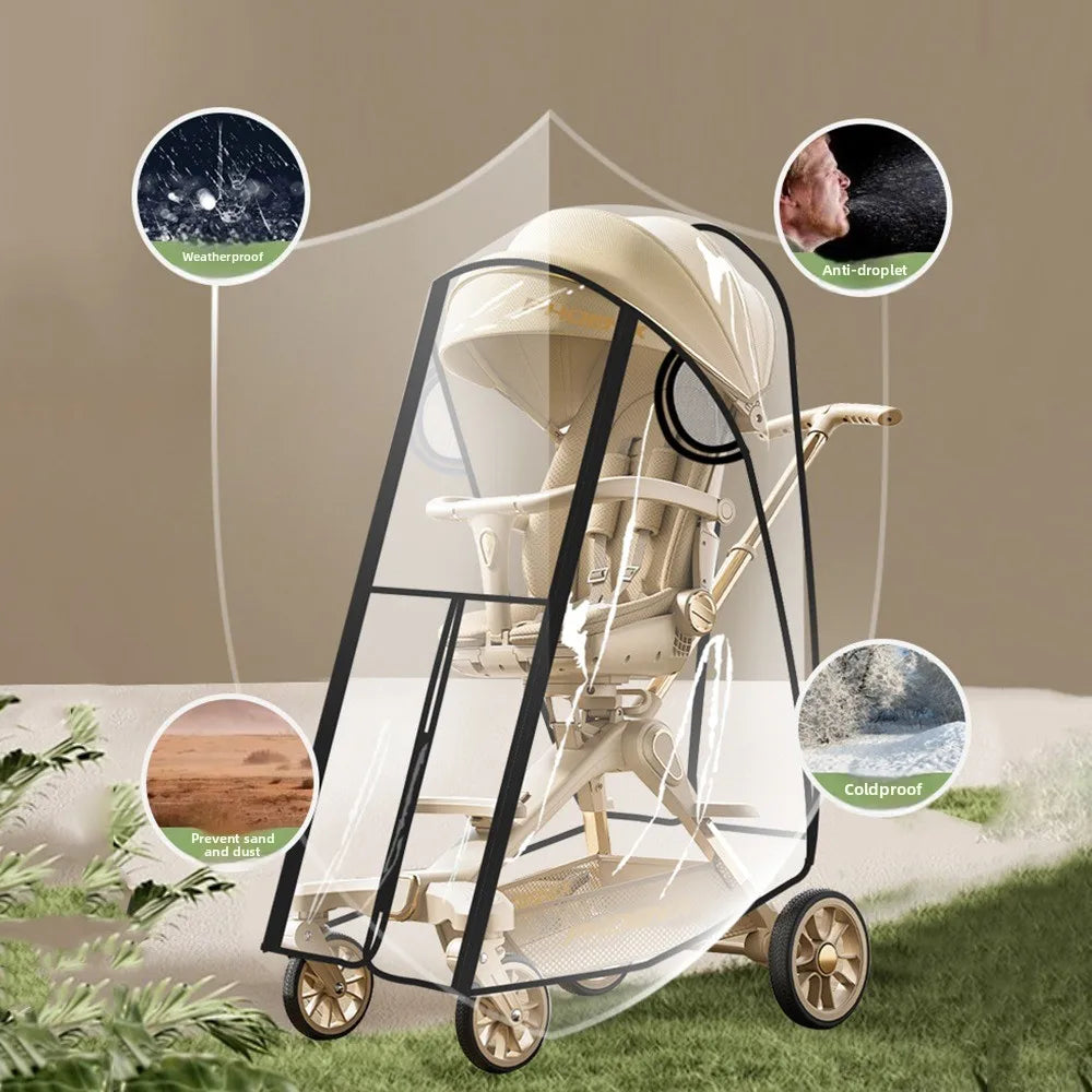 Transparent Baby Strollers Rainproof Cover Windproof Waterproof Baby Pram Rain Cover Travel Nobstructed View Pushchair Raincoat