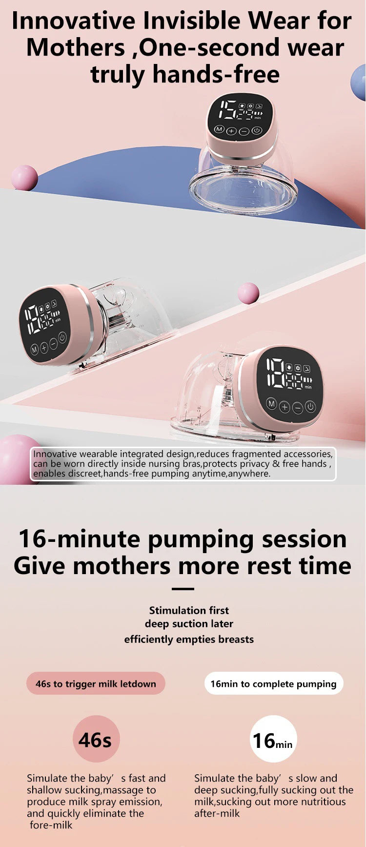 Upgrade Wearable Breastfeeding Pump Wearable Breast Pump Household Electric Breast Pump Handsfree Comfort Milk Collector 5 Modes