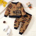 0-3 Year Baby boy Plush Set Geometric Pattern Long sleevedand Pants 2pcs/Set Toddler Baby boy Winter Cold proof keep warm set