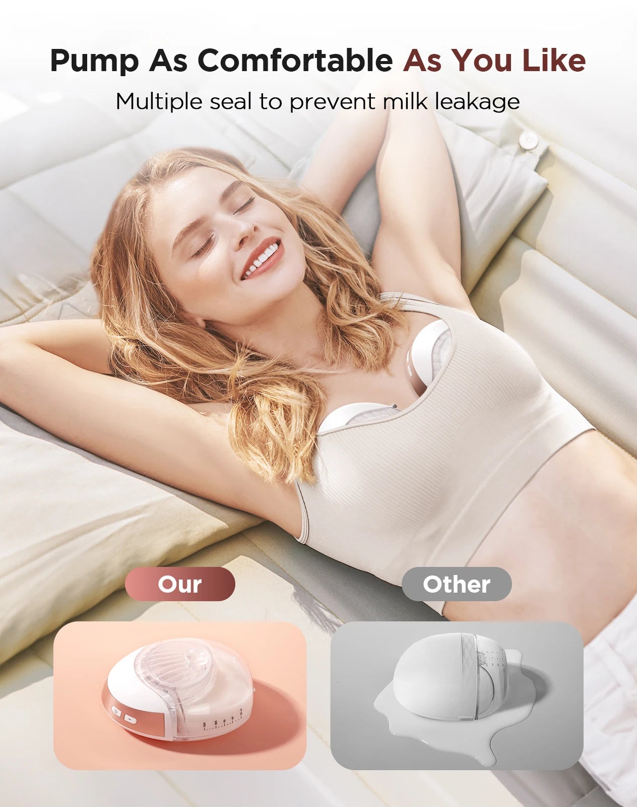 2pcs Hands Free Electric Breast Pump, Pain-Free, BPA-Free, Quick Installation 3 Modes and 12 Levels with 17/19/21/24 mm Flanges