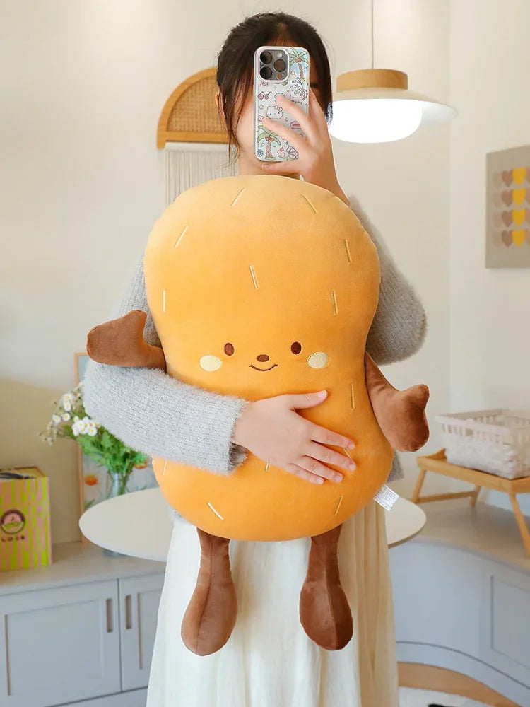Adorable Cartoon Smile Peanut Plush Throw Pillow Soft Comfy Sleeping Pillow Back Pillow For Chair Creative Home Decor Nice Gift