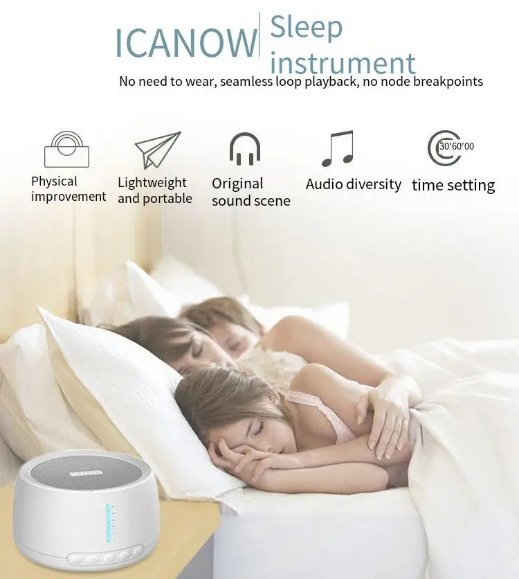 Household Portable Adult Baby Smart White Noise Sleep Machine with 30 Sounds and 36 Levels for Sleep Therapy