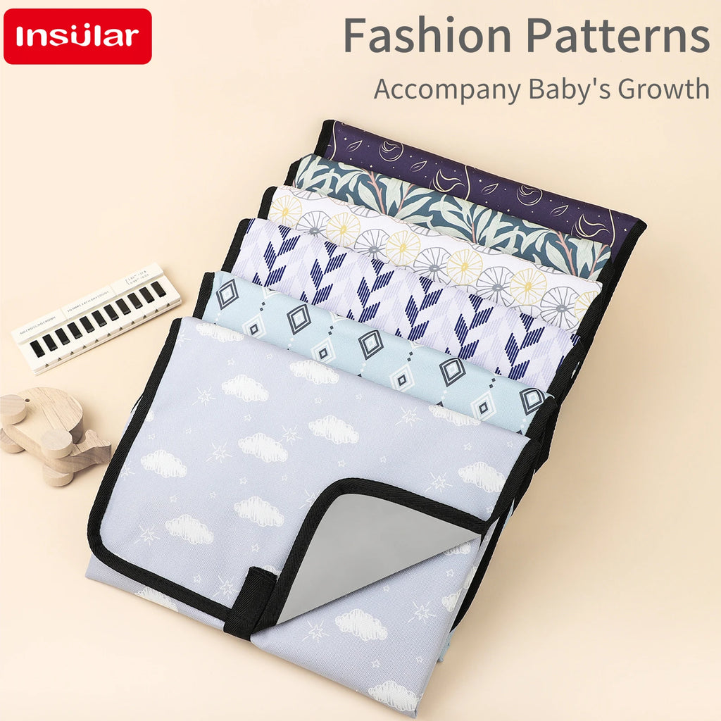 Portable Baby Diaper Mat Foldable Waterproof Cushion Multifunctional Changing Pad Travel Easy Storage Polyester Fiber