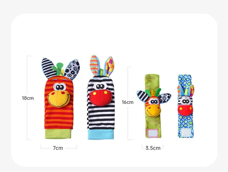 Newborn Baby Cute Stuffed Animals Baby Rattles Soft Socks Wristband Set Baby Rattles Toys Make Sounds Games For Babies