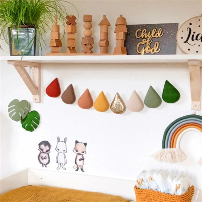 Nordic Felt Raindrop Hanging Ornaments - 2m Water Drop Garland