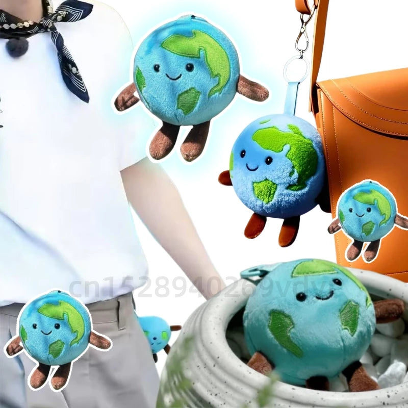 Simulation Earth Plush Toy Bag Key Pendant Planets in the Solar System Soft Doll Toys Cartoon Star Style Birthday Gift for Kids
