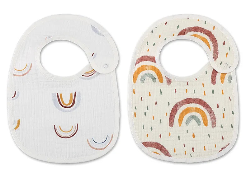2pcs/set Waterproof Baby Bibs Cotton Infant Feeding Bib Newborn Burp Cloths Bandana for Kids Boys Girls Soft Saliva Towel