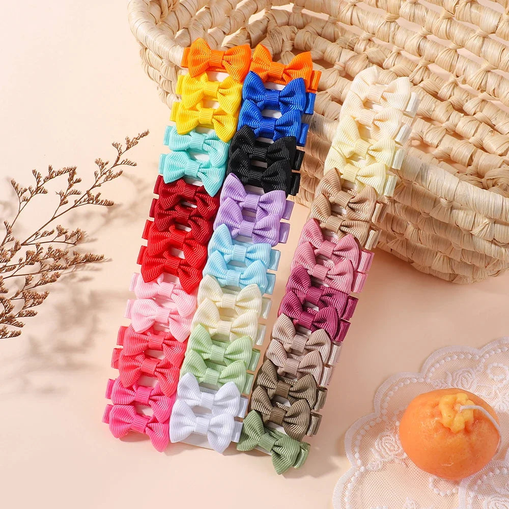 10pcs/set Cute Mini Hair Baby Bow Clips for Girls Lovely  Ribbon Handmade Bowbots Hairpins Headwear Kid Hair Accessories