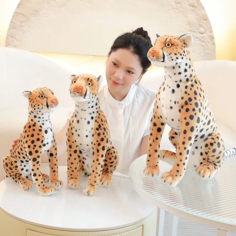 Hot Lifelike Plush Leopard Cheetah Toy Full Stuffed Forest Animal Peluche Doll Room Decor Christmas Holiday Gifts For Boys