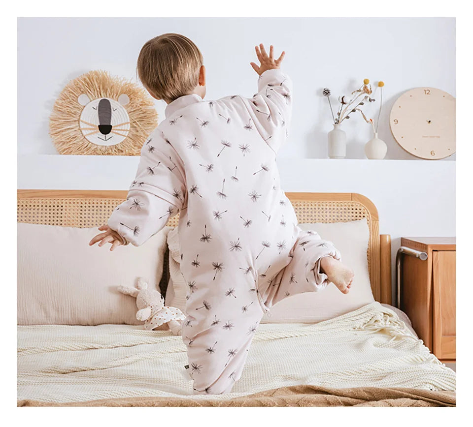 Baby Sleeping Bag 1-4Years Removable Sleeves Kids Winter Warm Sleepwear 3-Ways Zipper Design High Quality Baby Sleepsack