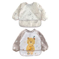2pcs Waterproof Full Sleeve Baby Bibs Children Apron Long Sleeve Feeding Smock Kids Eating Breastplate Infant Scarf Clothing