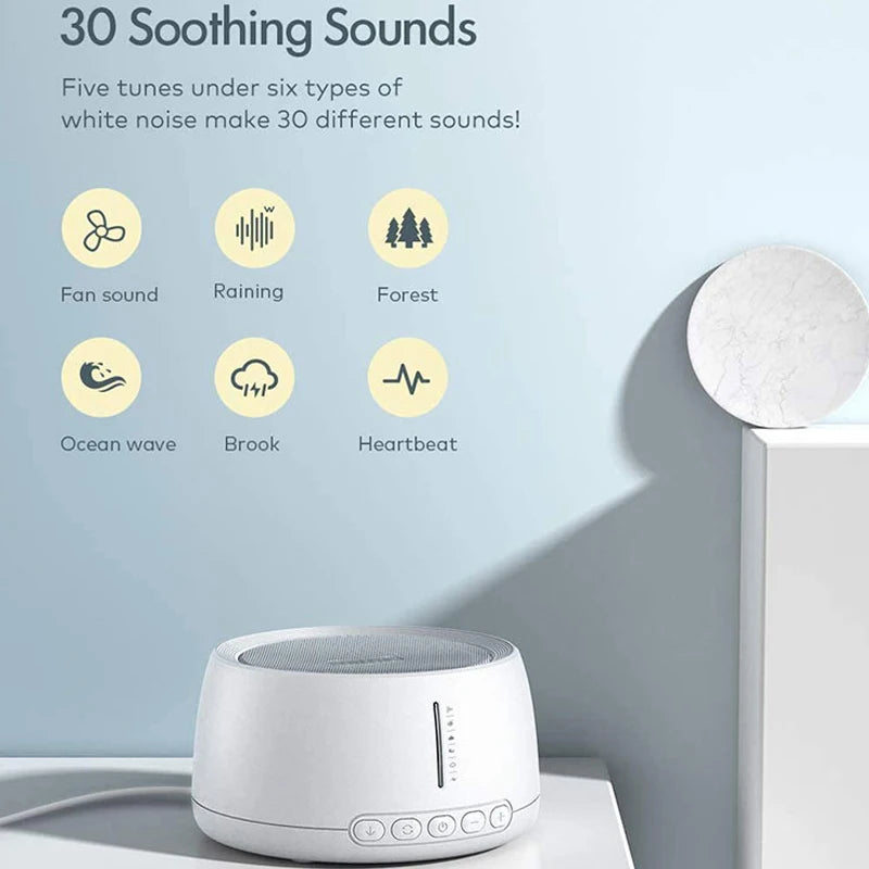 Household Portable Adult Baby Smart White Noise Sleep Machine with 30 Sounds and 36 Levels for Sleep Therapy