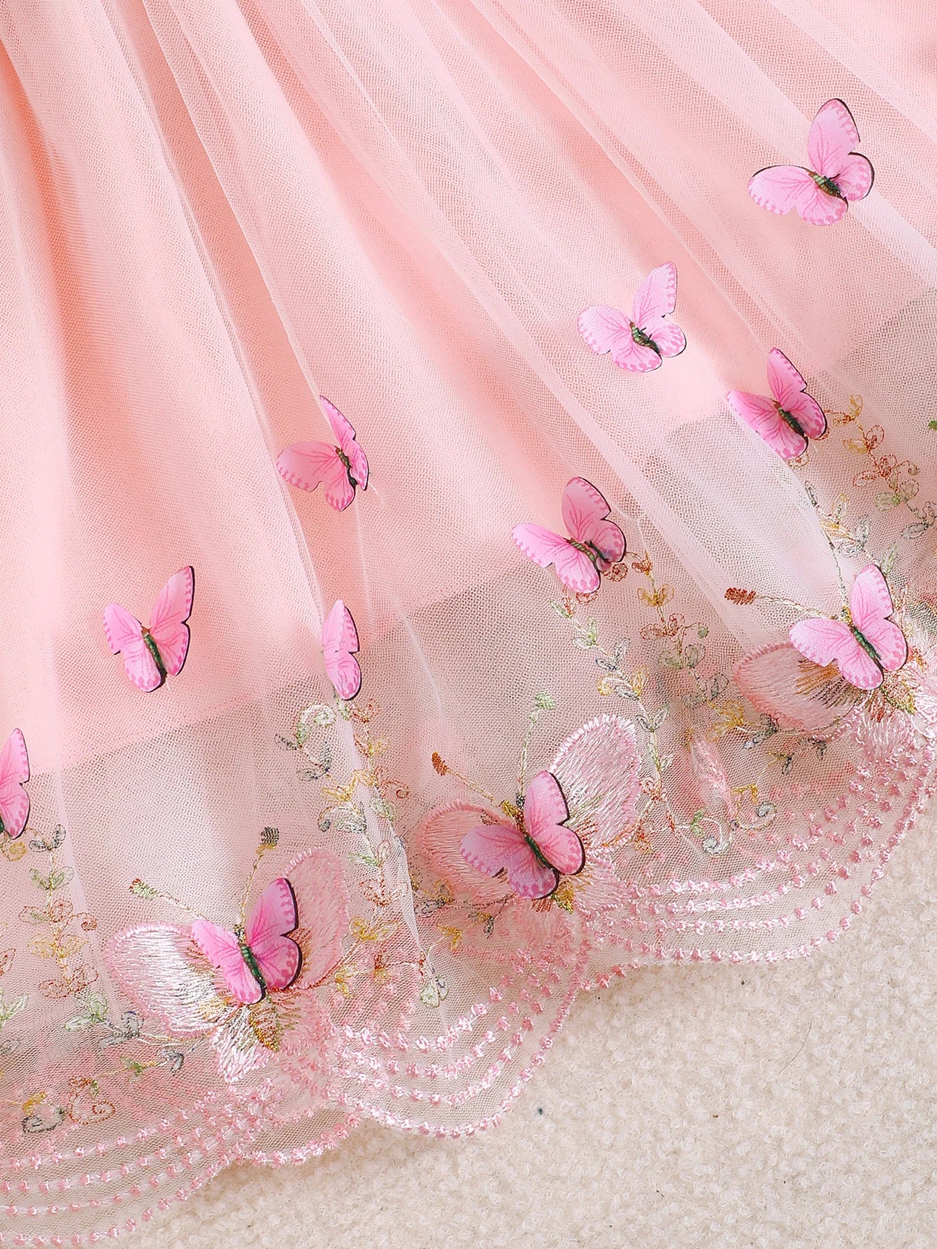 0-3 Year old Girls' Dress Embroidered Flower Tulle Fashionable Princess Dress Summer festival Party Little girl butterfly Dress