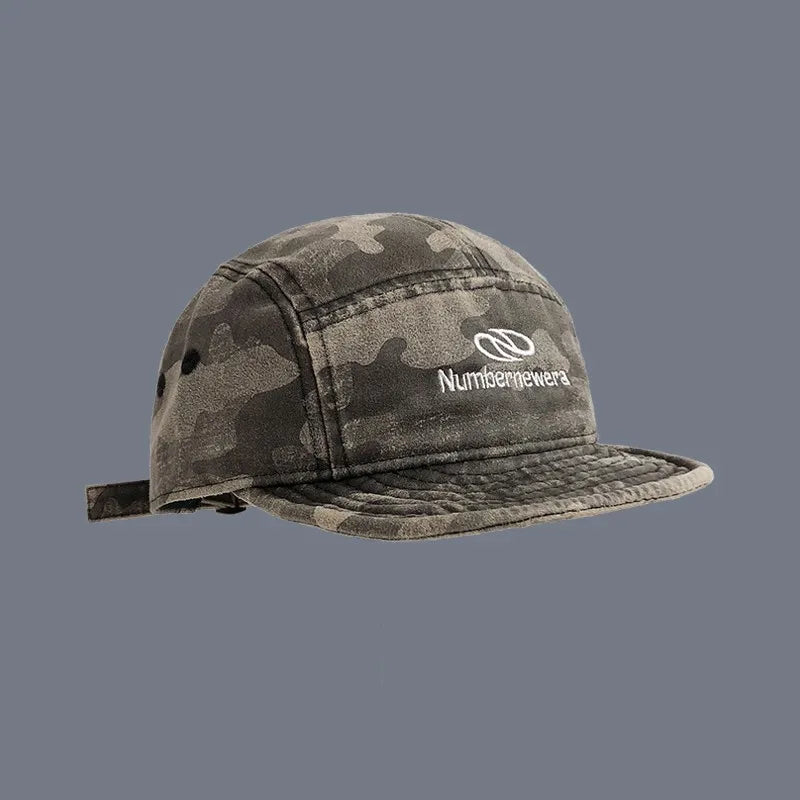 American Retro Washed Camouflage Tactical Short Brim Baseball Cap For Women Summer Workwear