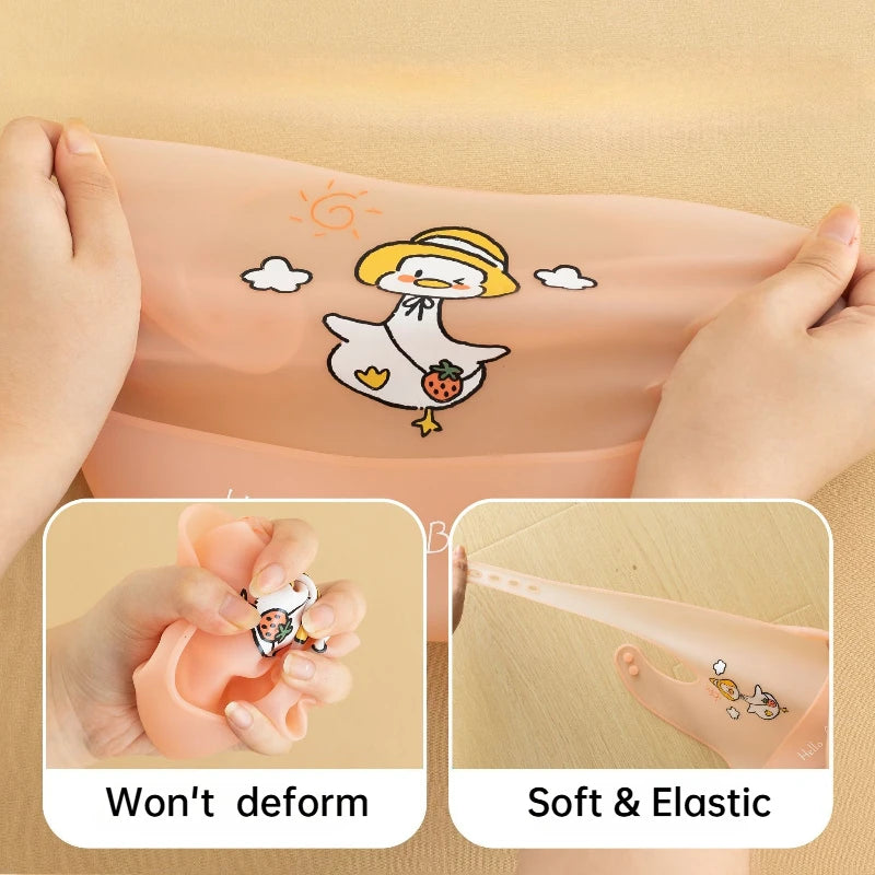 Cute Cartoon Animal Printed Baby Bibs Waterproof Kids Bib Dirtproof Girl Boy Adjustable Soft Silicone Bib Baby Feeding Stuff