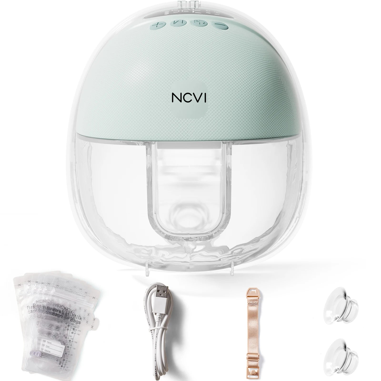 NCVI Electric Breast Pump, Hands-Free Breastfeeding Pump with 4 Modes & 9 Levels, Low Noise, 19/21/24mm Flanges