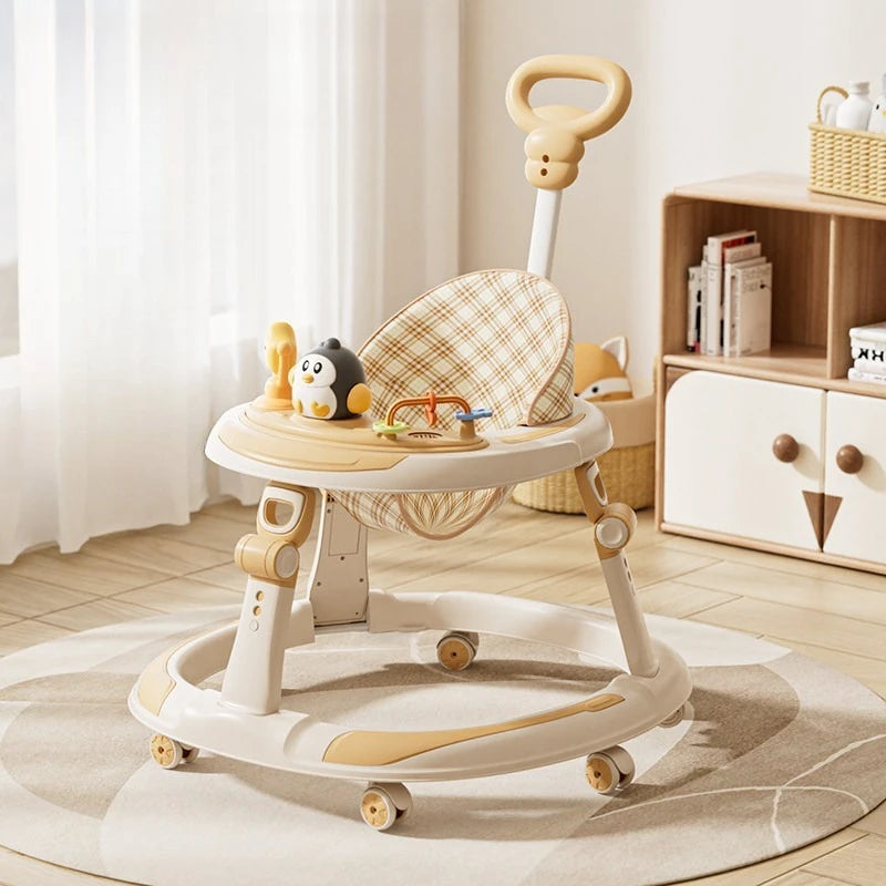 Baby Walker Foldable Multifunctional Toddler Learning Walk Car Anti O-Leg Design Adjustable Music Tray Safety Wheels