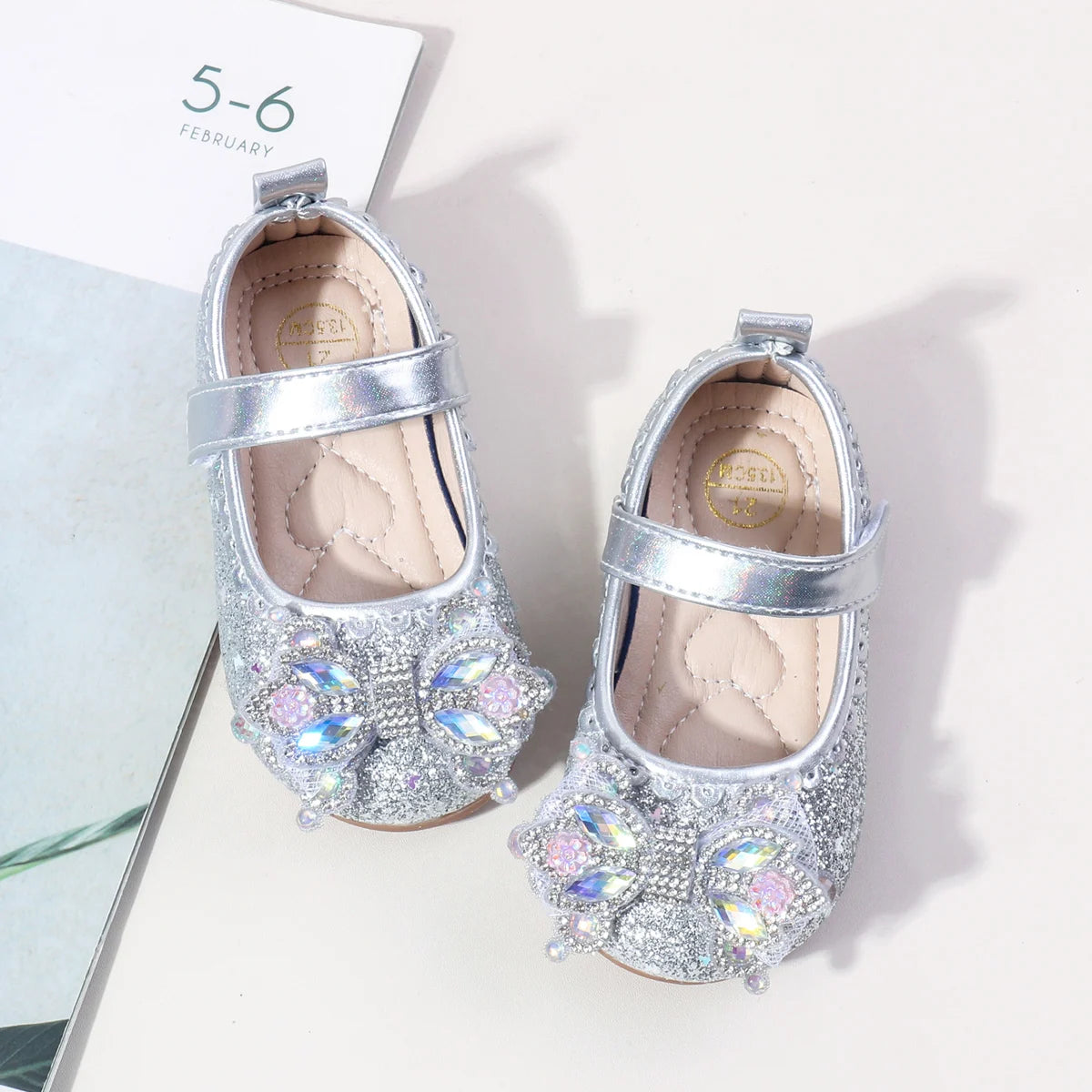 2025 Spring Bling-bling New Baby Girls' Crystal Princess Shoes For 0-3Y High Quality Soft TPR Sole Flat Girl's Leather Shoes