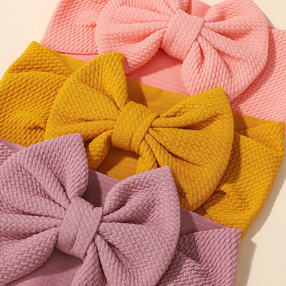 12Pcs/lot big bows elastic headscarf for baby infant solid color casual headband The color is randomly distributed and not fixed