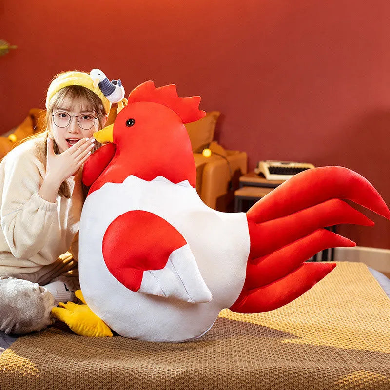 Nice 1pc Simulation Cock Plush Toys Stuffed Soft Chicken Dolls Animal Poultry Pillow Funny Home Cushion Decor Birthday Gift