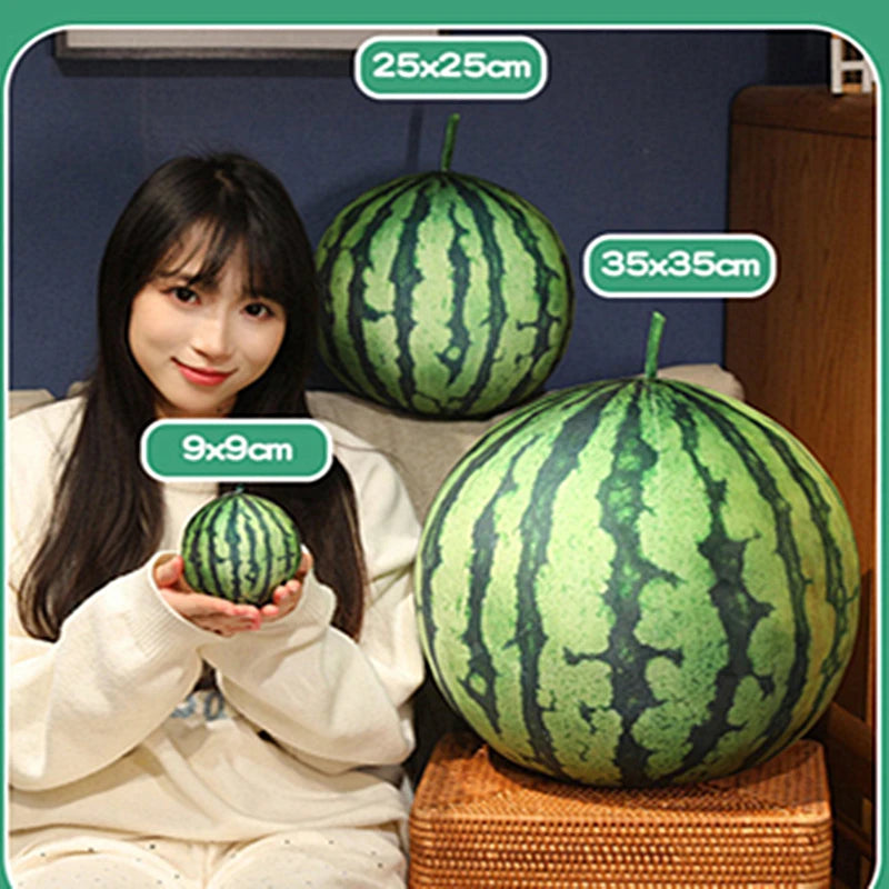 Kawaii Watermelon Plush Doll Pillow Lifelike Oval Shape Soft Toy for Home Decor Fun Hug Gift for Boys & Girls
